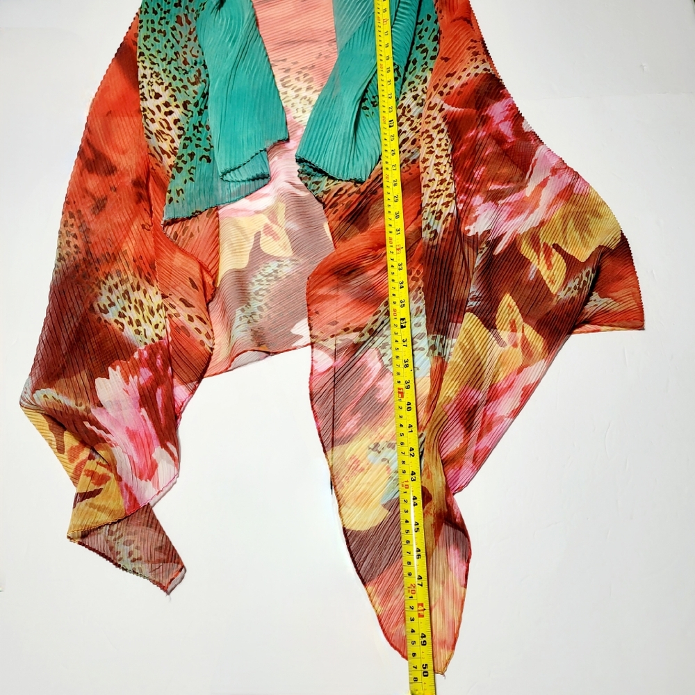 Linda Anderson Hawaiian Tropical Floral Cheetah Print Kimono Wrap Duster (M**) - Picture 9 of 10